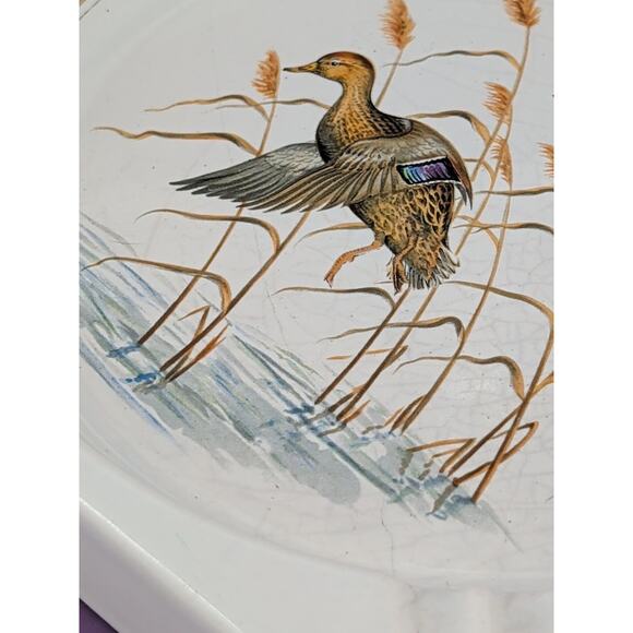 VTG 1950s 1960s MALLARD DUCKS IN FLIGHT Square Ashtray Hunting Decor Man Cave - Picture 9 of 12